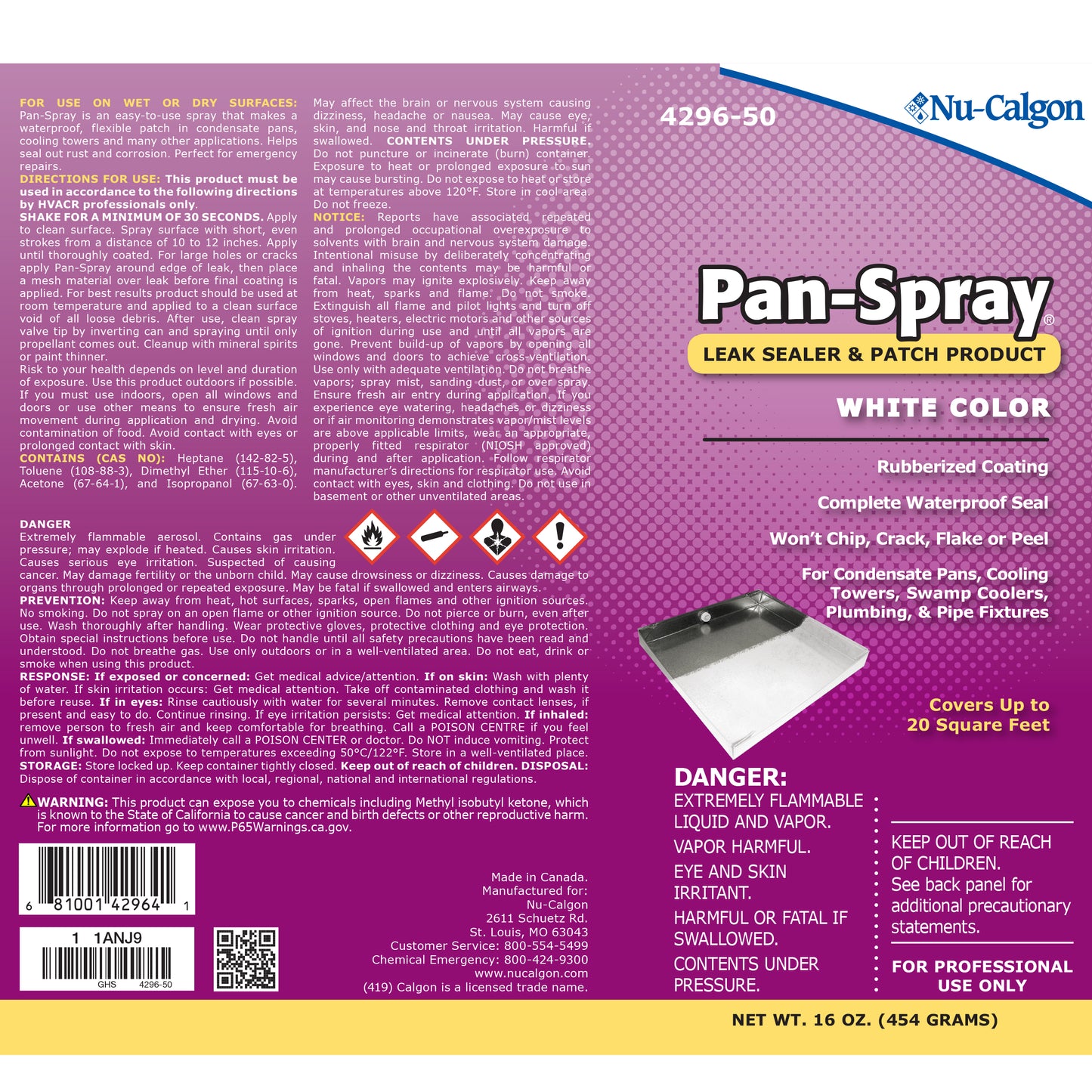 4296-50 - Pan-Spray Leak Sealer & Patch Product - 16 oz - White