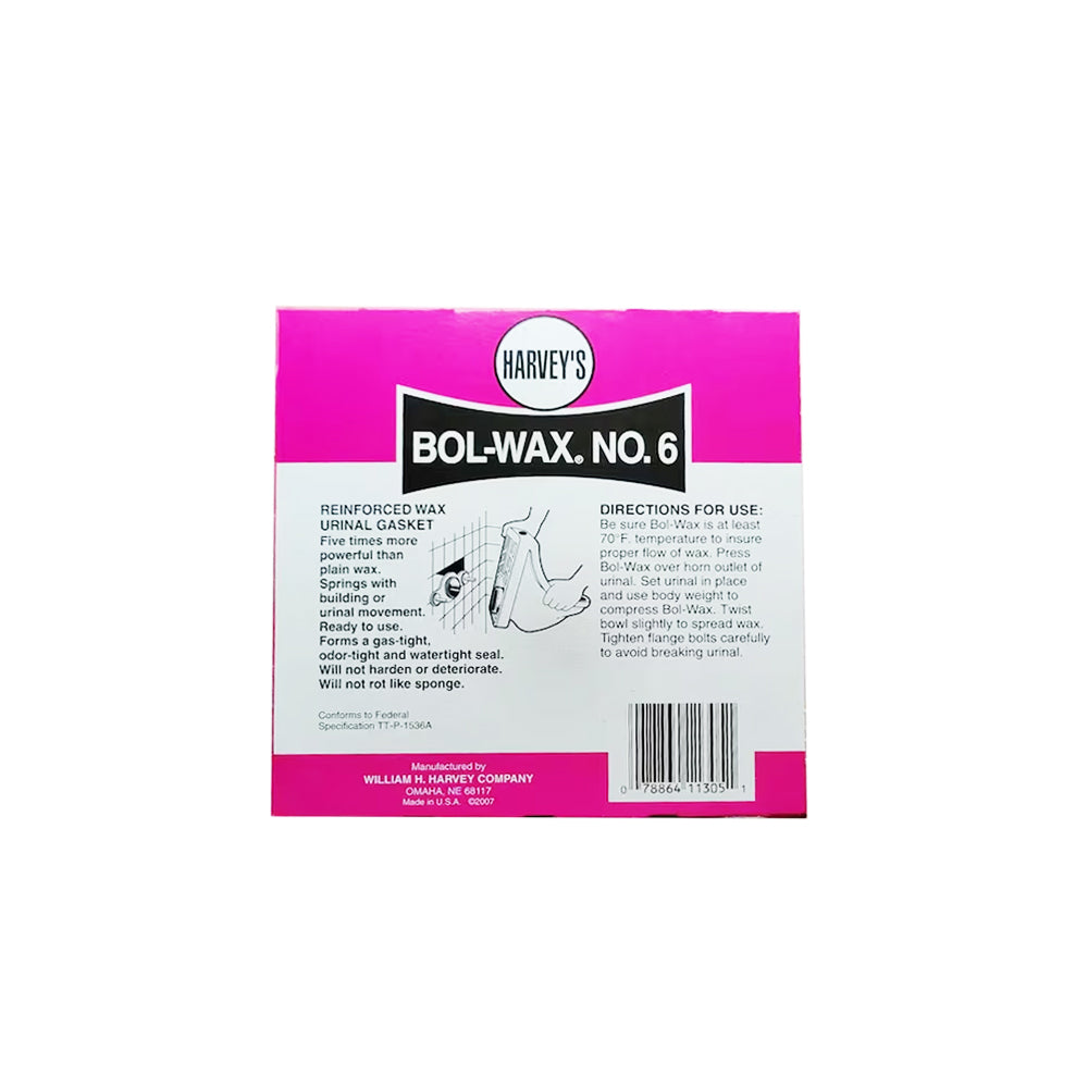 11305 - Harvey Bol-Wax No. 6 Urinal Wax Ring - 2" Wall