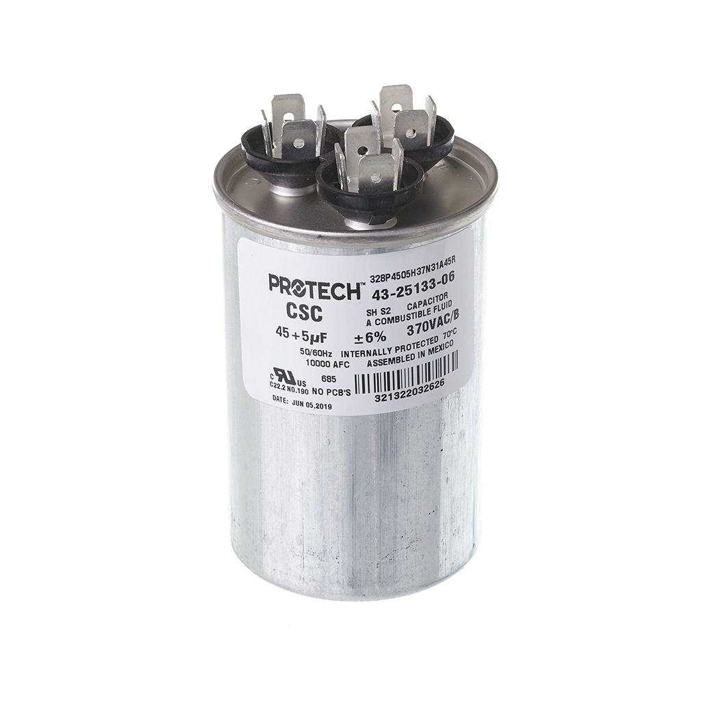 43-25133-06 - Dual Round Capacitor - 45/5 UF - 370V