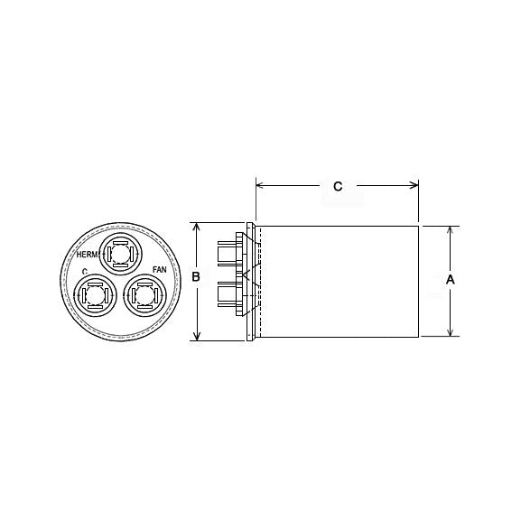 43-25133-06 - Dual Round Capacitor - 45/5 UF - 370V