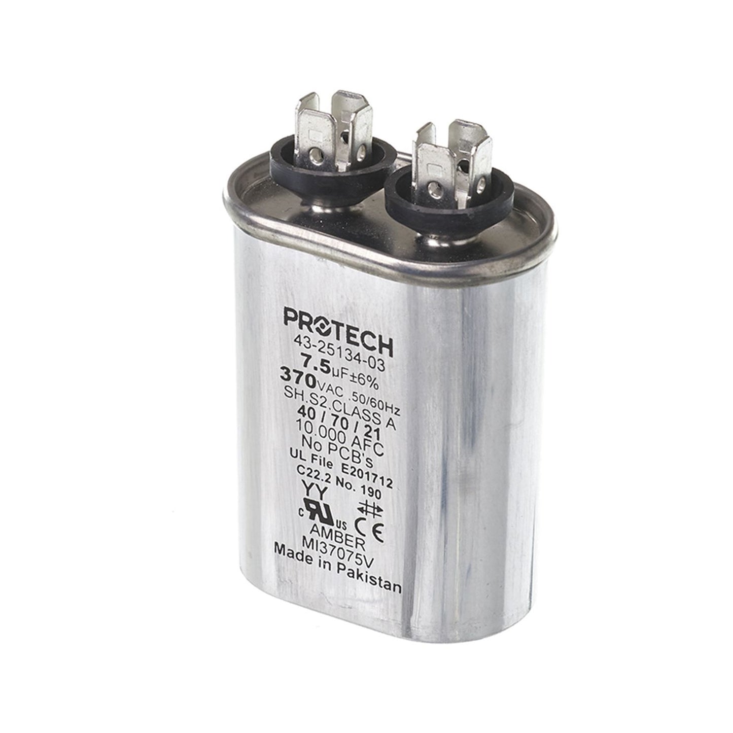 43-25134-03 - Single Oval Capacitor - 7.5 UF - 370V