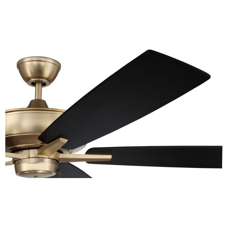 S60SB5-60BWNFB - Super Pro 60" 5 Blade Ceiling Fan - Pull Chain - Satin Brass