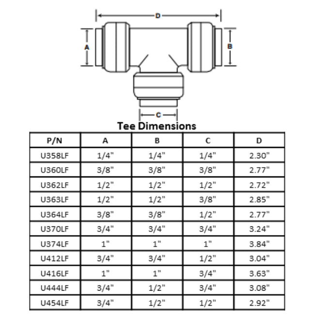 U416LF - 1" x 1" x 3/4" PTC Reducing Tee - Lead Free Brass