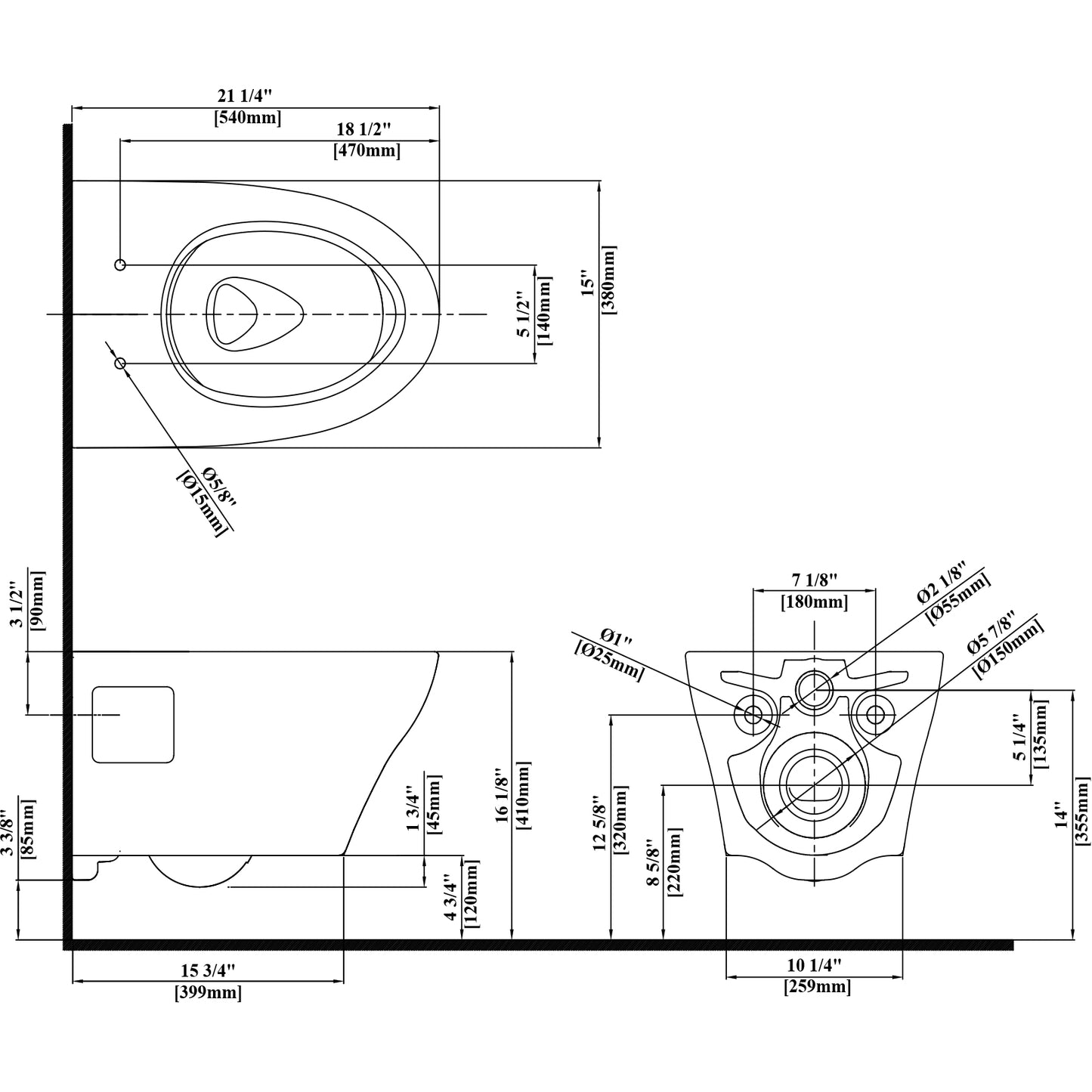 EP Wall-Hung Toilet Dual Flush Toilet with DuoFit In-wall Tank