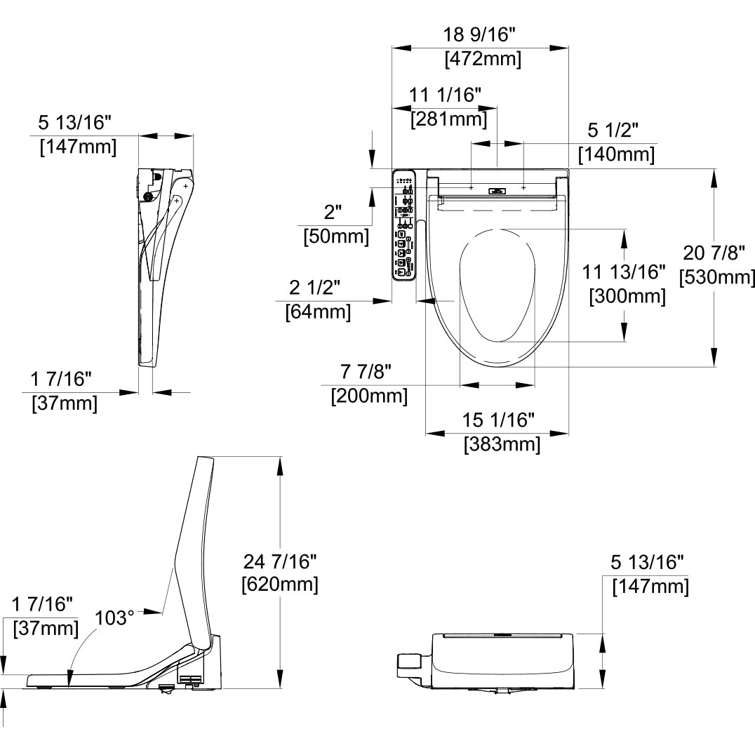 SW3074T40#01 - Washlet C2 - Elongated - Washlet +