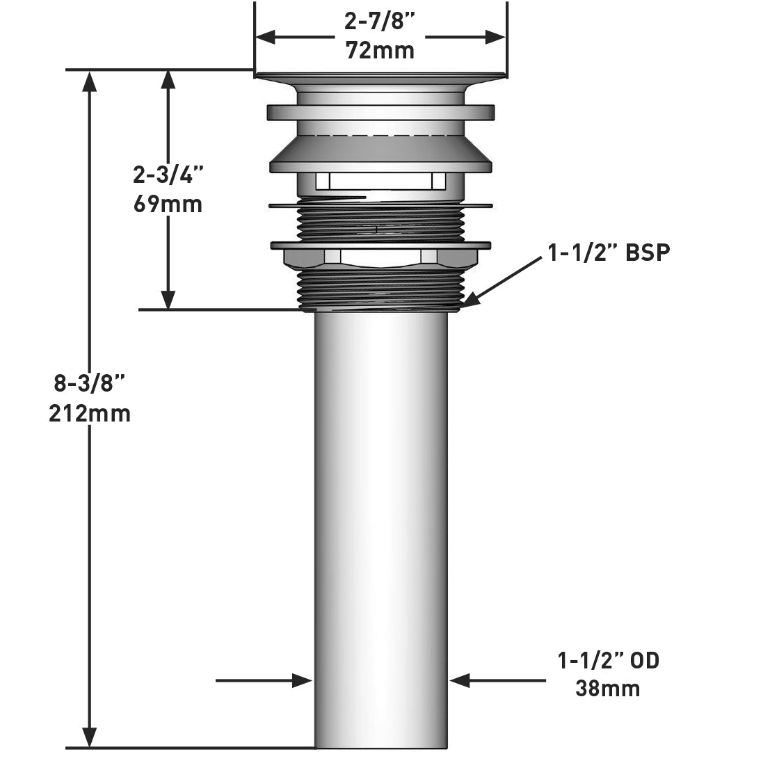 K-13-PN - Drain for Undermount / Drop In Bathtubs - Polished Nickel