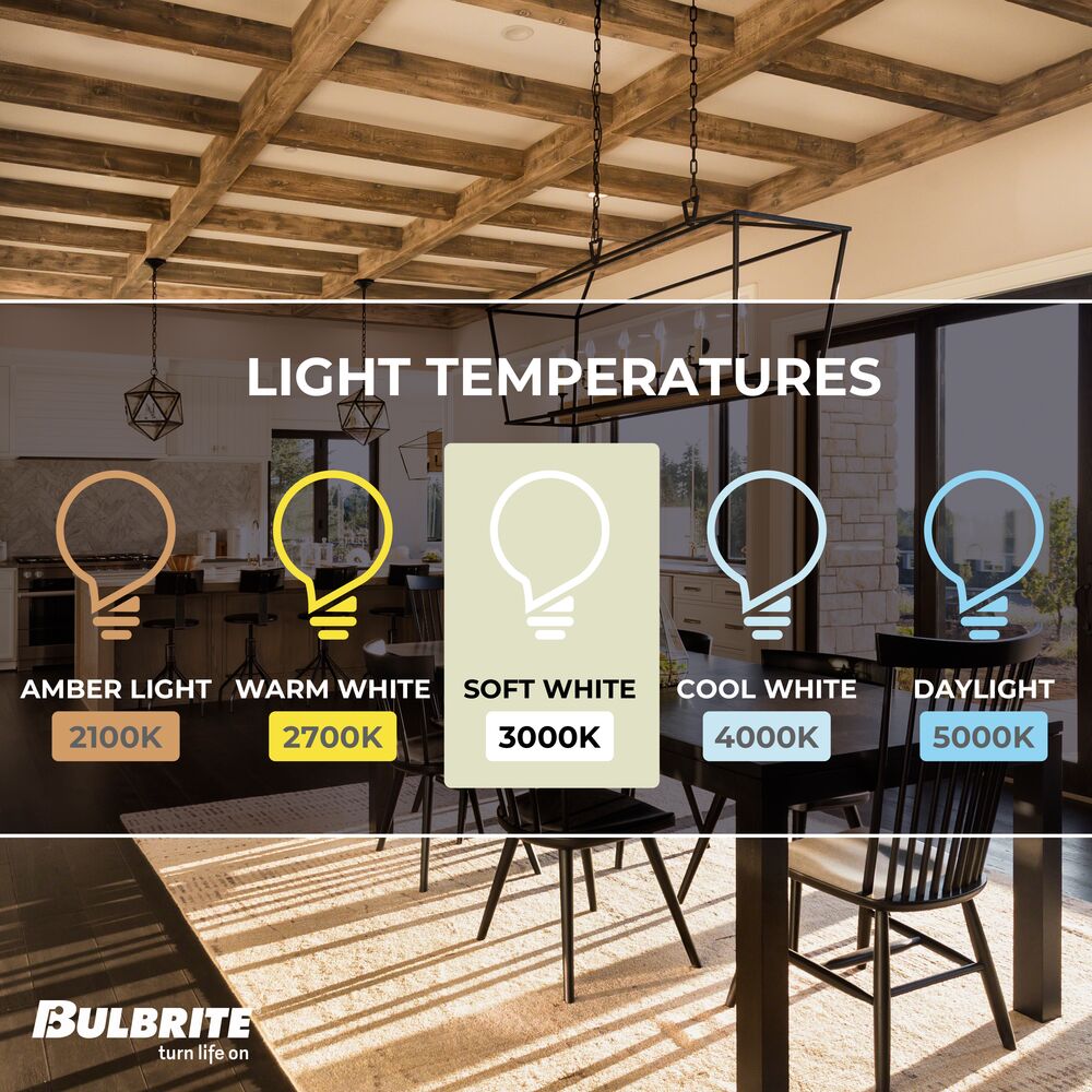 776734 - Filaments Dimmable B11 Clear Medium Base LED Light Bulb - 5.5 Watt - 3000K - 4 Pack