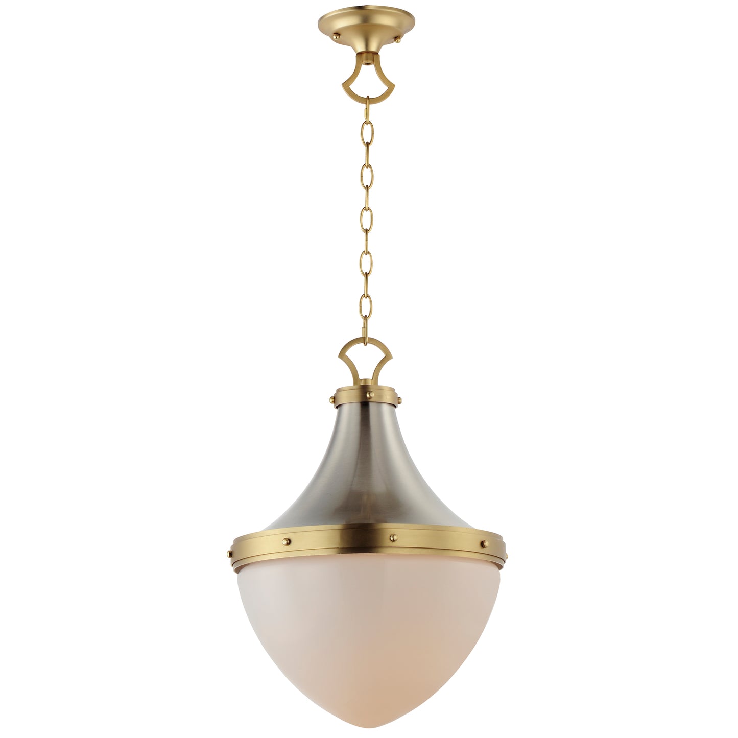 10386WTSNSBR - 1 Light Conrad 15" Pendant - Satin Nickel / Satin Brass