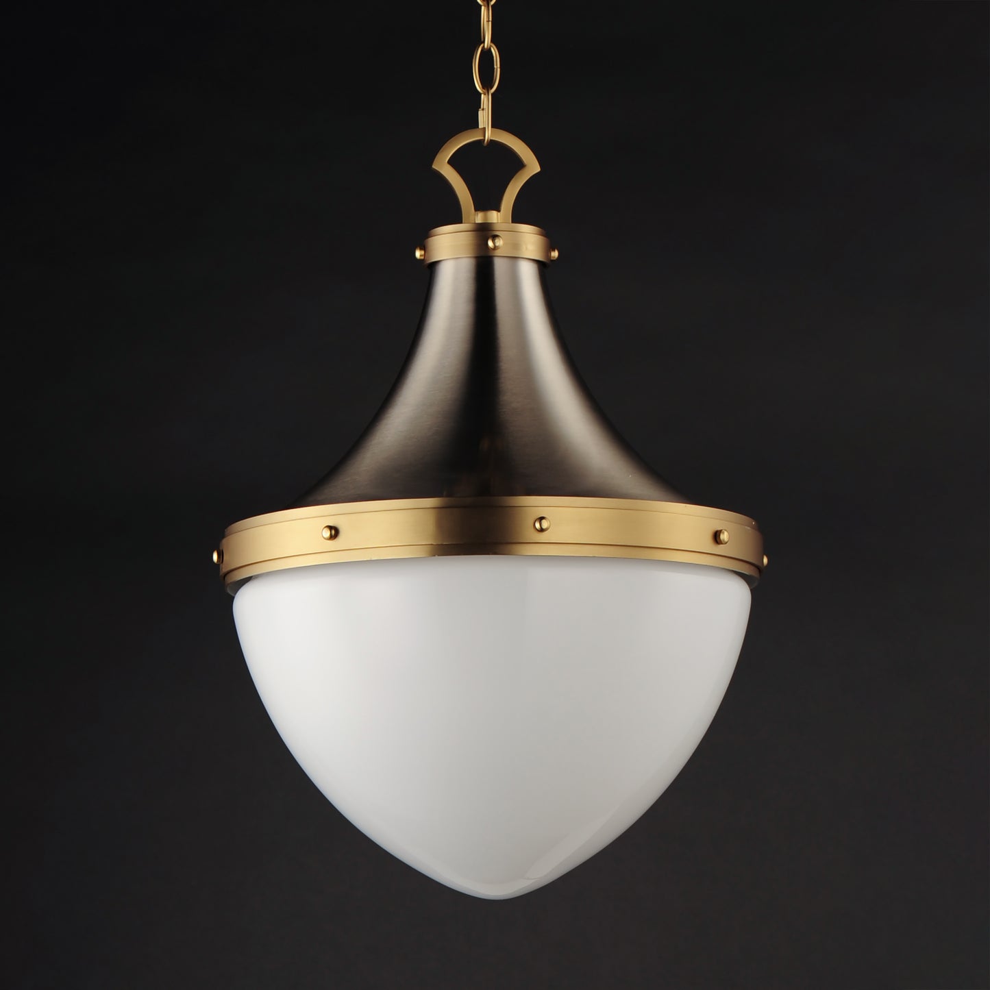 10386WTSNSBR - 1 Light Conrad 15" Pendant - Satin Nickel / Satin Brass