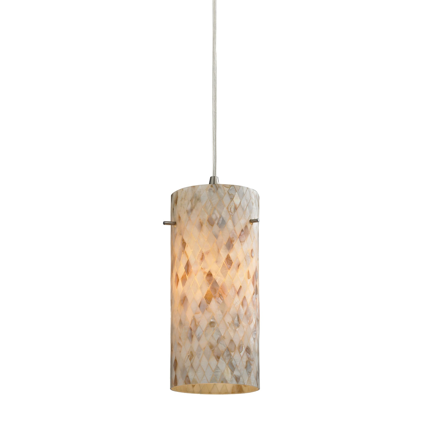 ELK Lighting 10442/1 - Capri 5" Wide 1-Light Mini Pendant in Satin Nickel with Capiz Shell Glass