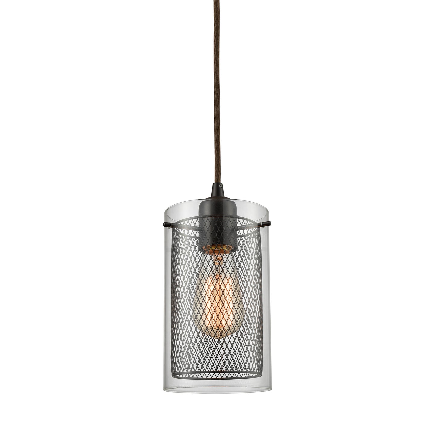 ELK Lighting 10448/1 - Brant 5" Wide 1-Light Mini Pendant in Oiled Bronze with Clear Glass and Metal