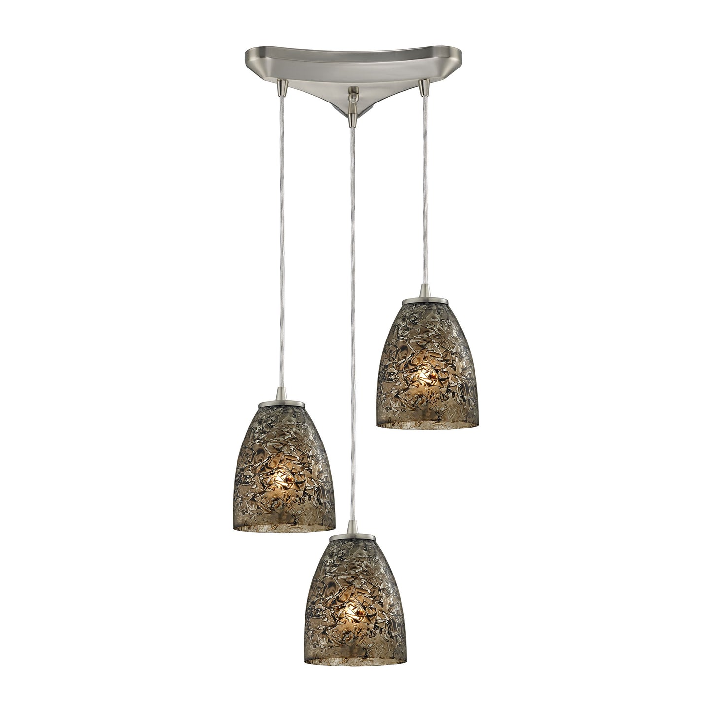 ELK Lighting 10465/3BRF - Fissure 10" Wide 3-Light Triangular Pendant Fixture in Satin Nickel with S