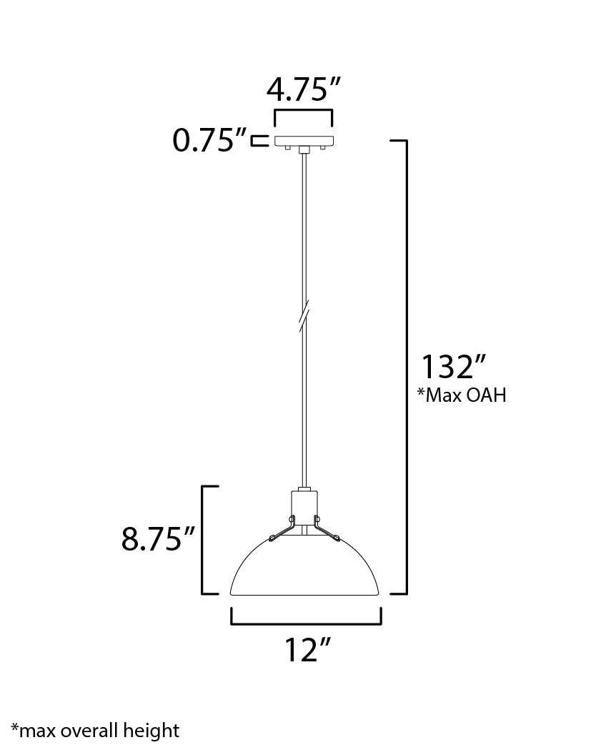 12042SN - 1 Light Dawn 12" Pendant - Satin Nickel