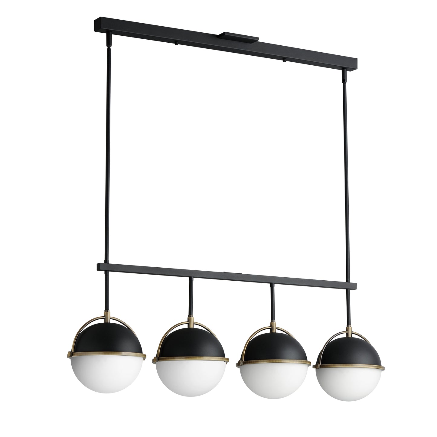 12414SWBKWBR - 4 Light Duke 8.75" Pendant - Black/Weathered Brass