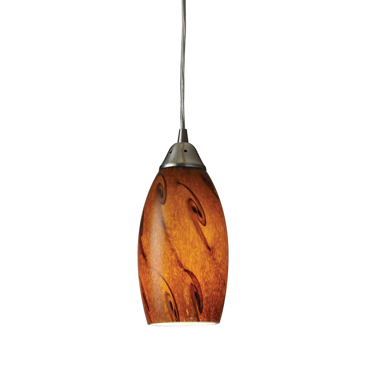 ELK Lighting 20001/1BG - Galaxy 5" Wide 1-Light Mini Pendant in Satin Nickel with Brown Glass