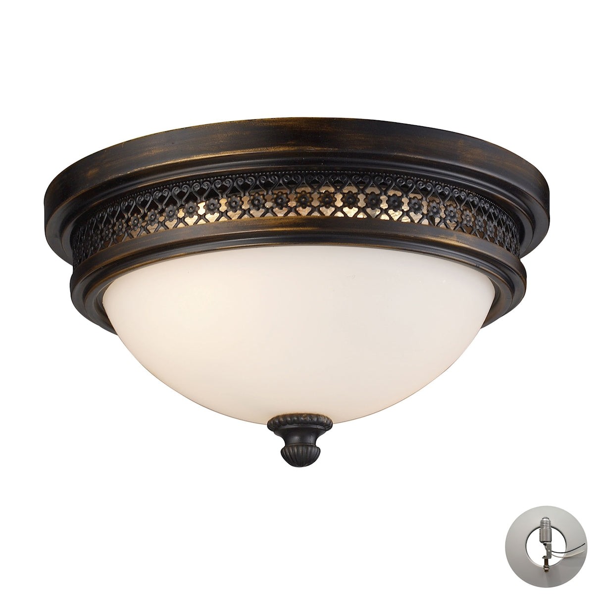 ELK Lighting 20100/2-LA - Flushmounts 13" Wide 2-Light Flush Mount in Deep Rust with Opal White Glas