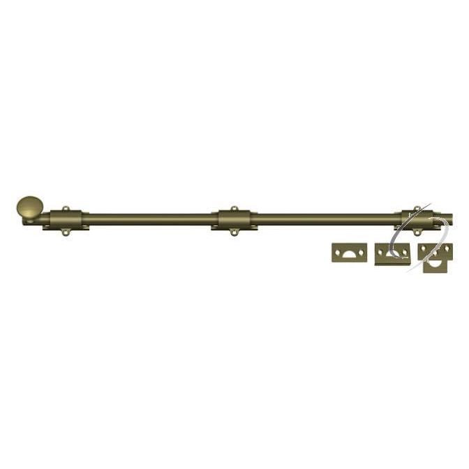 24SB5 24" Surface Bolt; Heavy Duty; Antique Brass Finish