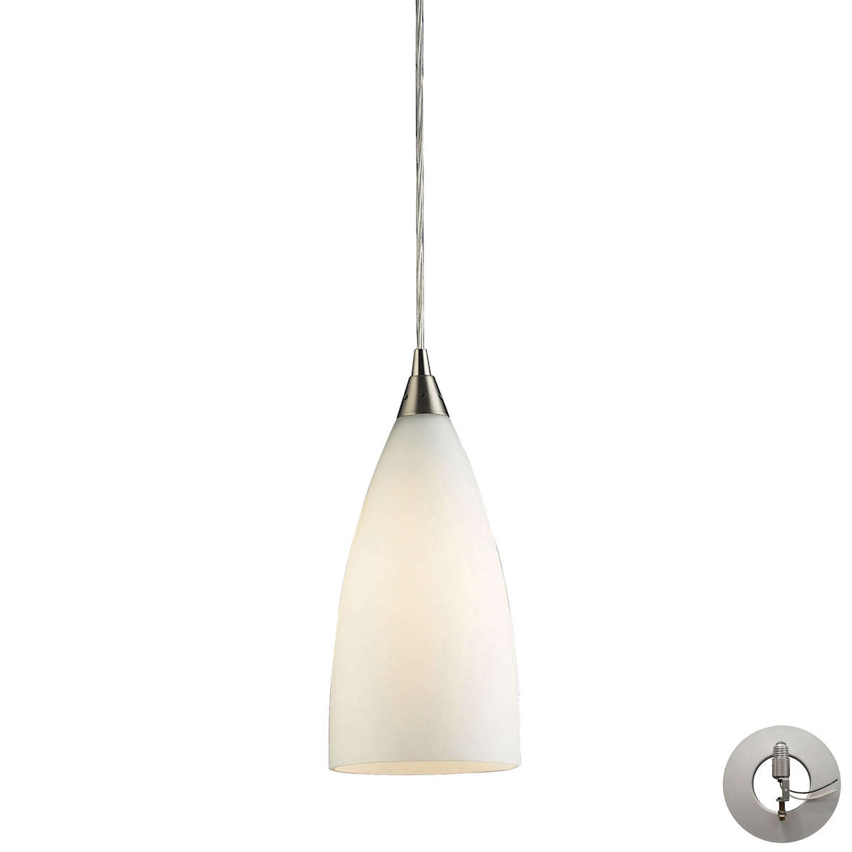 ELK Lighting 2580/1-LA - Vesta 5" Wide 1-Light Mini Pendant in Satin Nickel with White Glass - Inclu