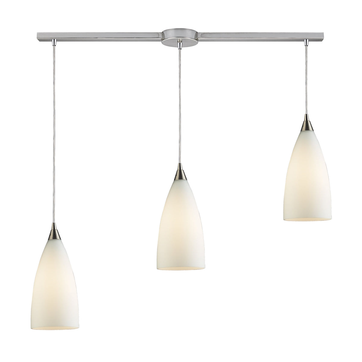 ELK Lighting 2580/3L - Vesta 5" Wide 3-Light Linear Pendant Fixture in Satin Nickel with White Glass