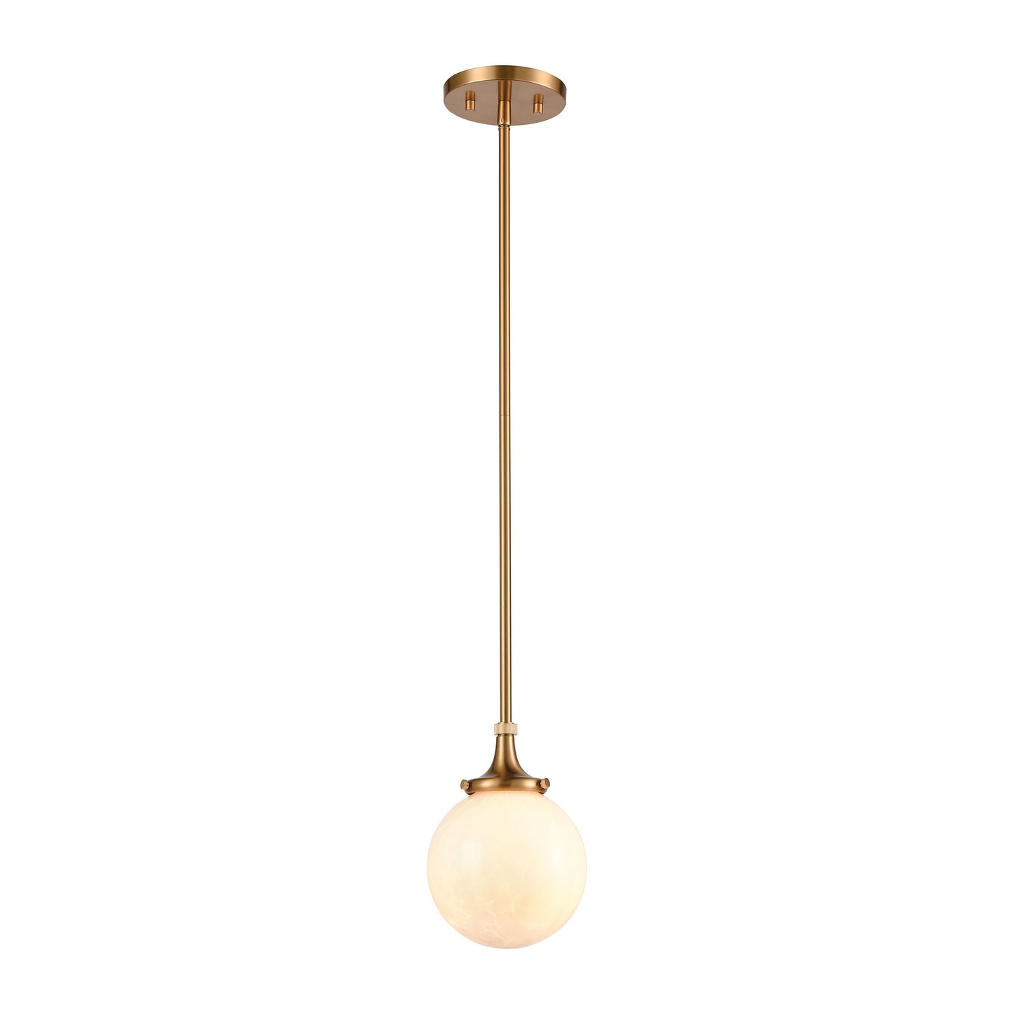 ELK Lighting 30145/1 - Beverly Hills 6" Wide 1-Light Mini Pendant in Satin Brass with White Feathere