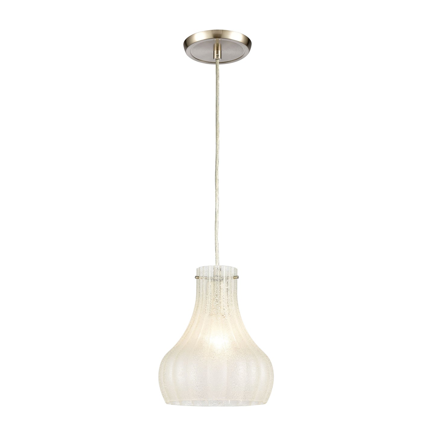 ELK Lighting 30160/1 - Coastal Scallop 8" Wide 1-Light Mini Pendant in Satin Nickel with Sugar Scavo