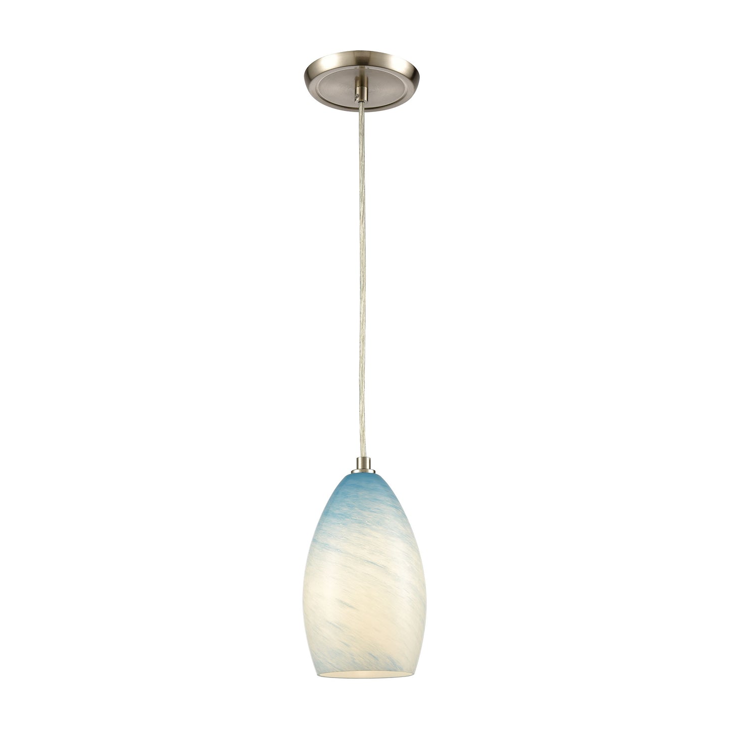 ELK Lighting 30240/1 - Planetario 5" Wide 1-Light Mini Pendant in Satin Nickel with Swirling Blue an