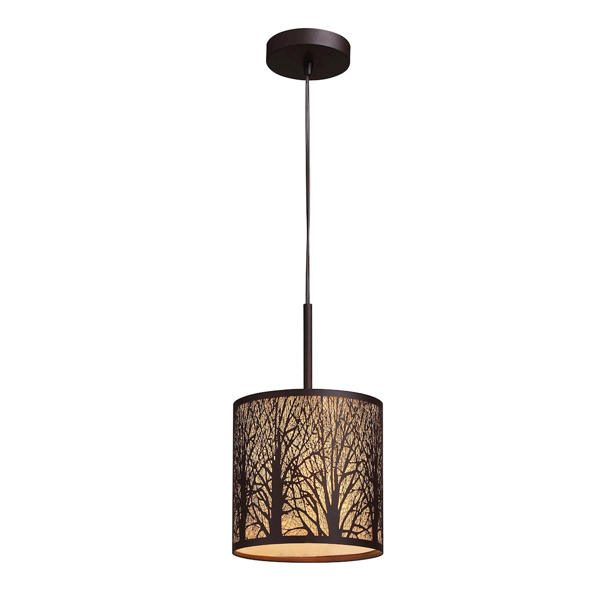 ELK Lighting 31073/1 - Woodland Sunrise 8" Wide 1-Light Mini Pendant in Aged Bronze with Woodland Sh