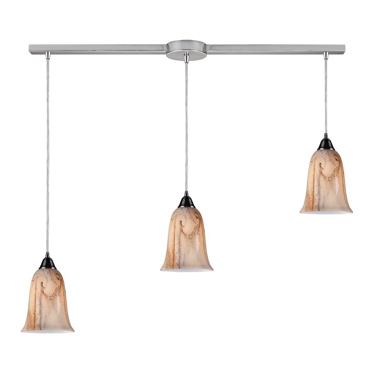 ELK Lighting 31138/3L - Granite 5" Wide 3-Light Linear Pendant Fixture in Satin Nickel with Marbleiz