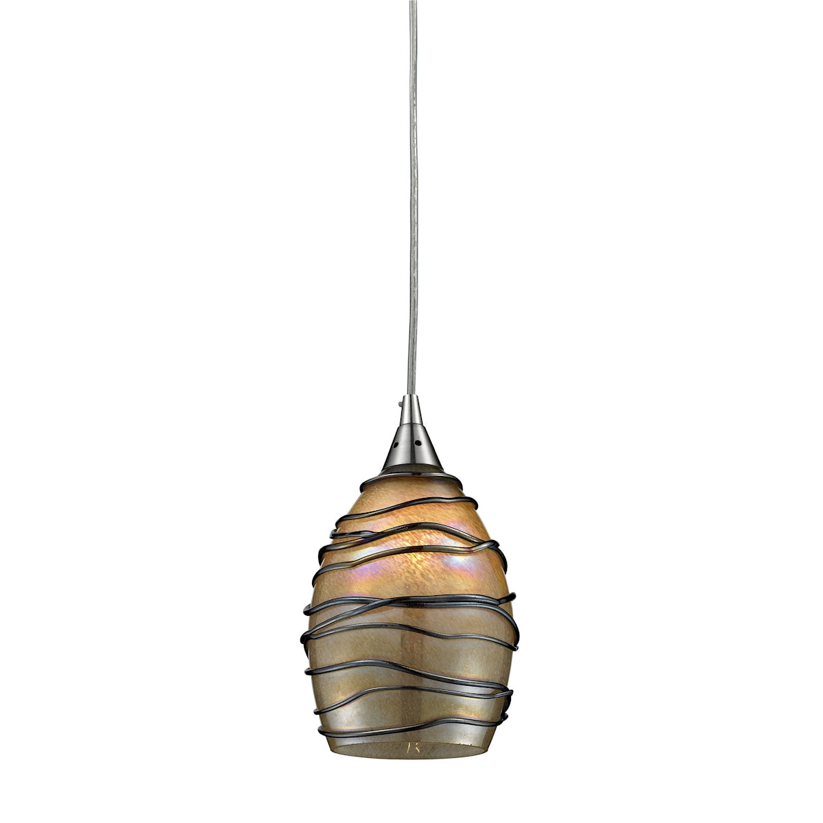 ELK Lighting 31142/1 - Vines 5" Wide 1-Light Mini Pendant in Satin Nickel with Tan Glass