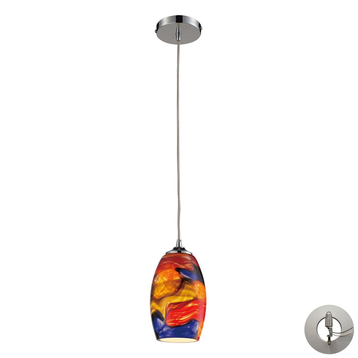 ELK Lighting 31339/1-LA - Surrealist 5" Wide 1-Light Mini Pendant in Polished Chrome with Multi-colo