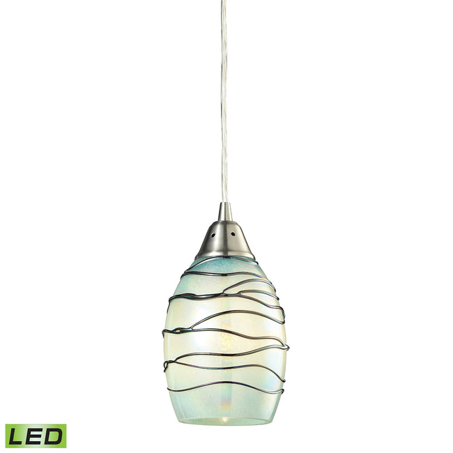 ELK Lighting 31348/1MN-LED - Vines 5" Wide 1-Light Mini Pendant in Satin Nickel with Mint Glass - In