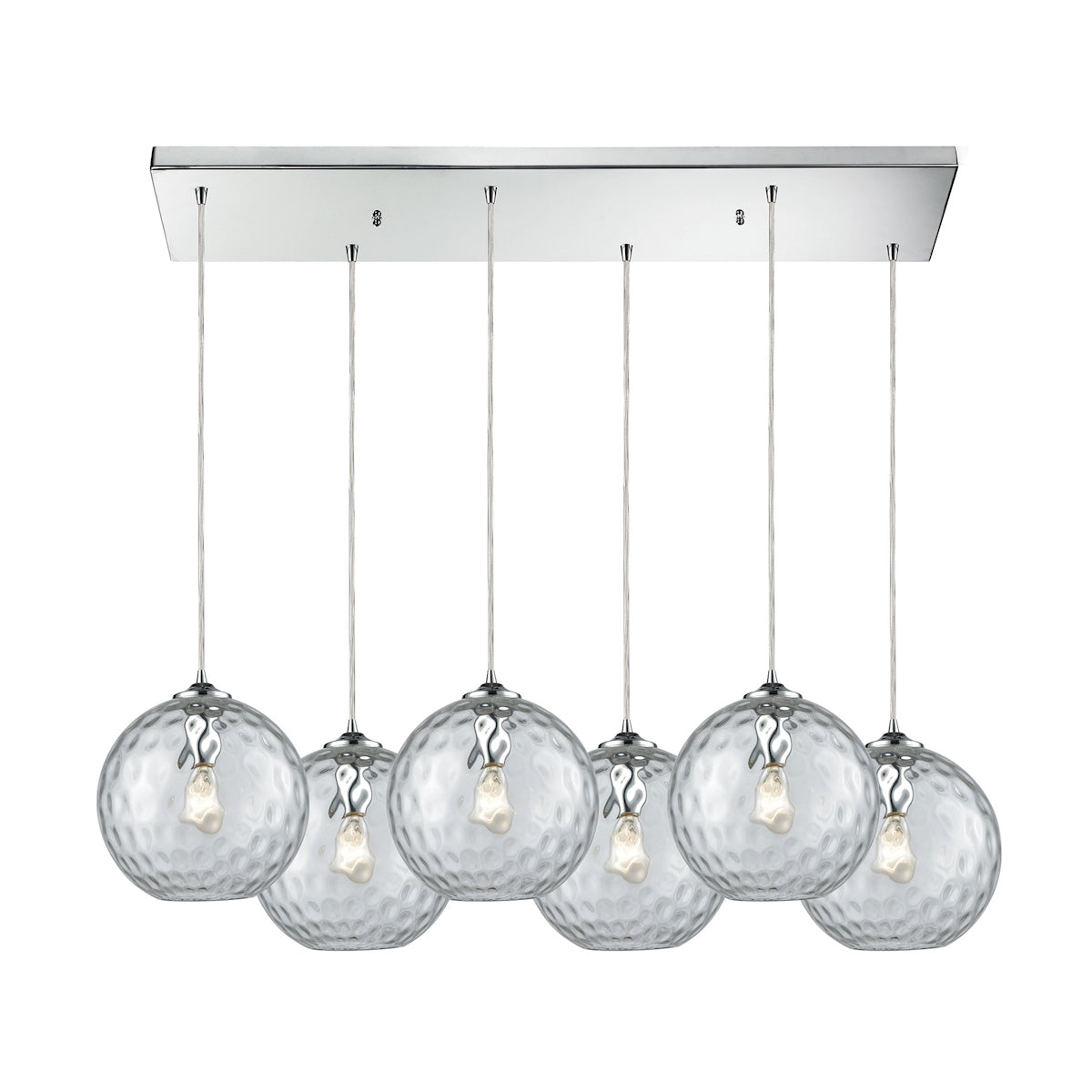 ELK Lighting 31380/6RC-CLR - Watersphere 30" Wide 6-Light Rectangular Pendant Fixture in Chrome with