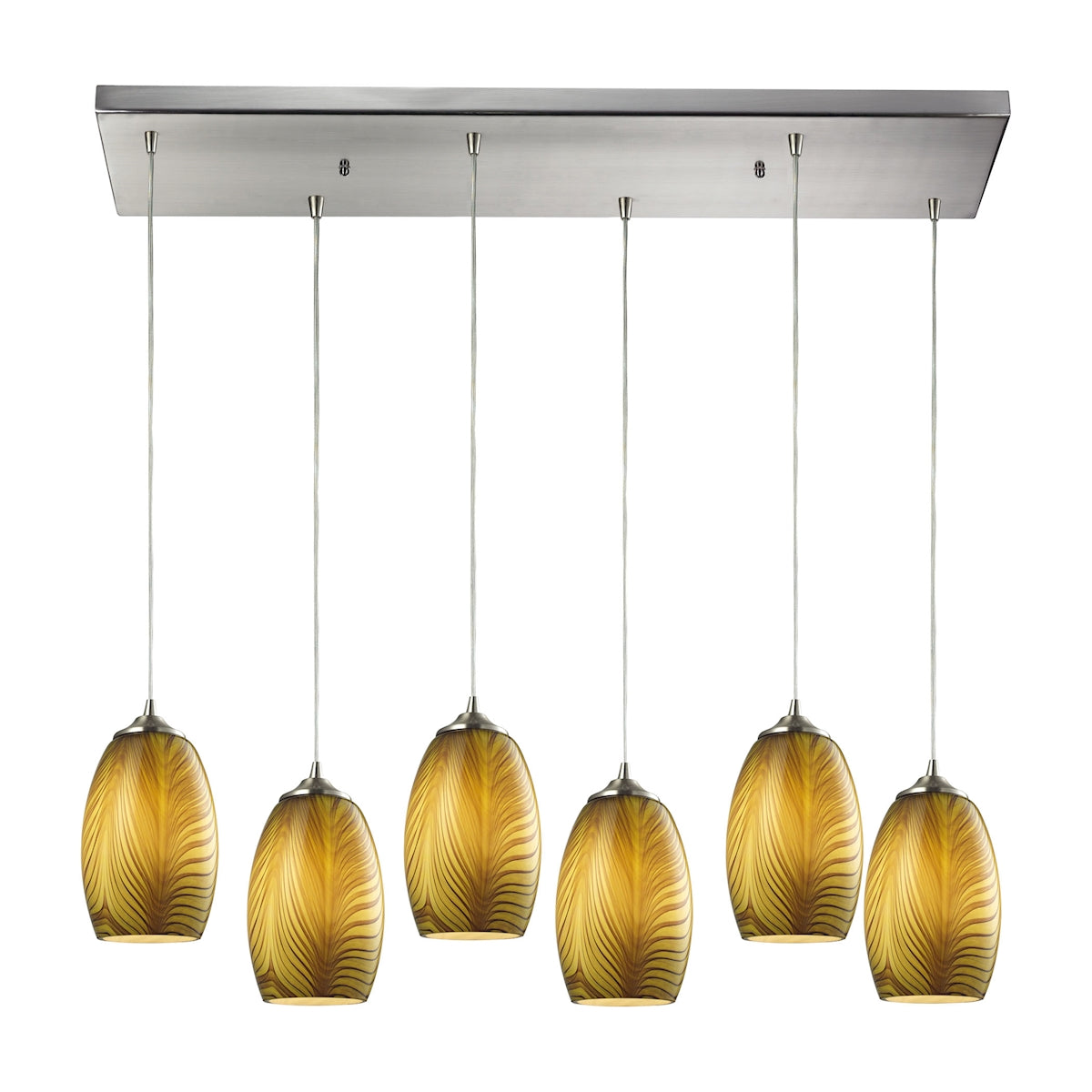 ELK Lighting 31630/6RC - Tidewaters 9" Wide 6-Light Rectangular Pendant Fixture in Satin Nickel with