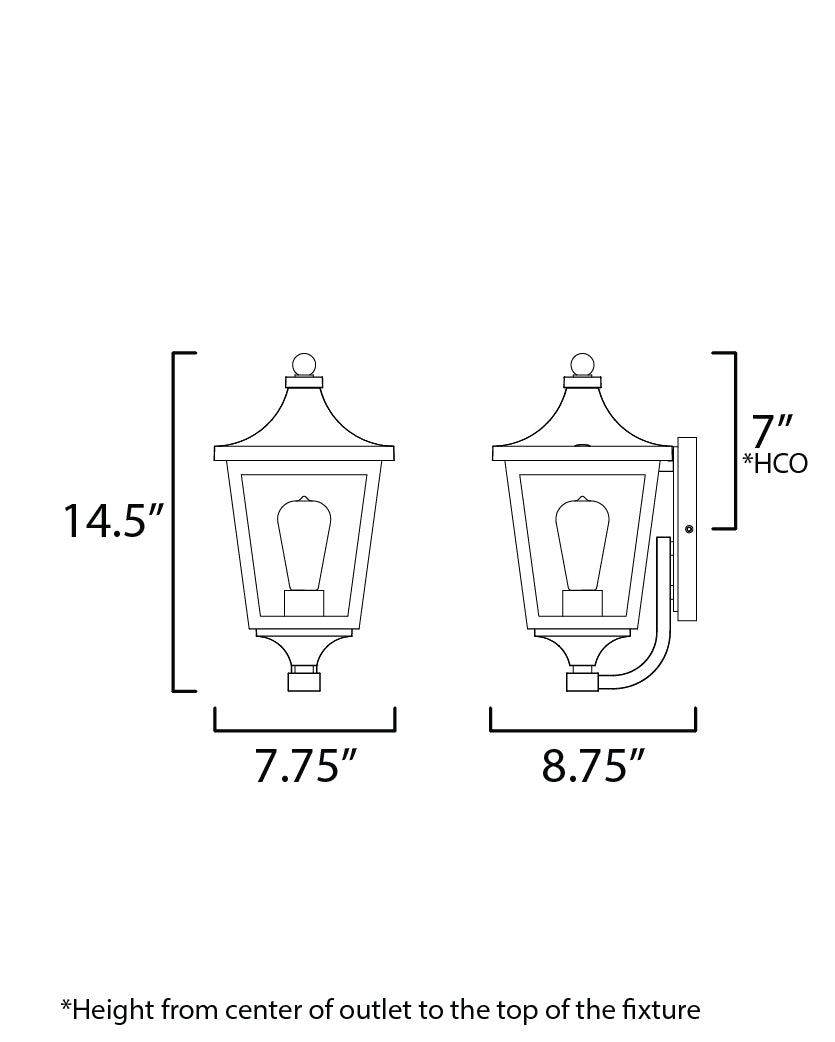 40232CLBK - Sutton Place VX 15" Outdoor Wall Sconce - Black