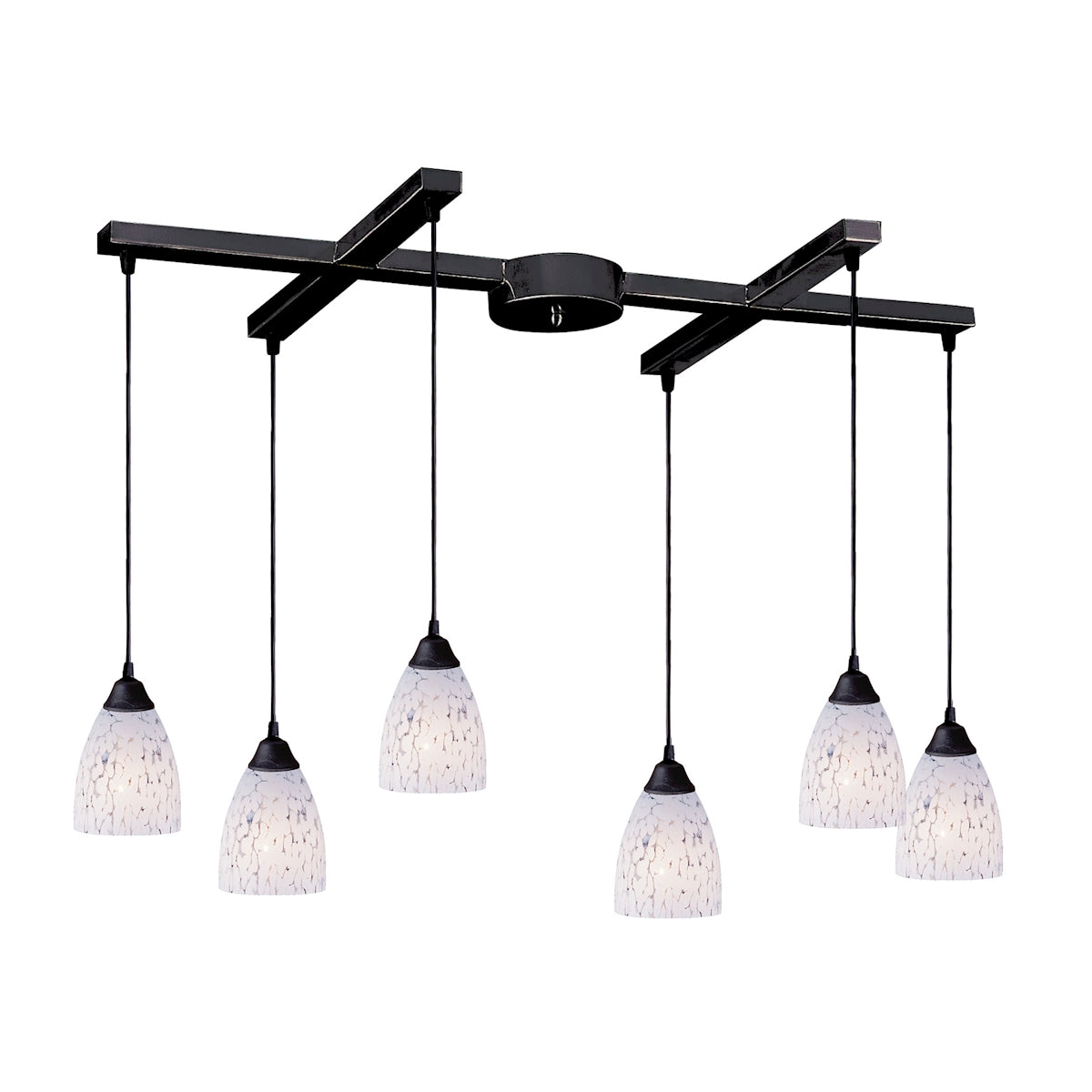 ELK Lighting 406-6SW - Classico 17" Wide 6-Light H-Bar Pendant Fixture in Dark Rust with Snow White