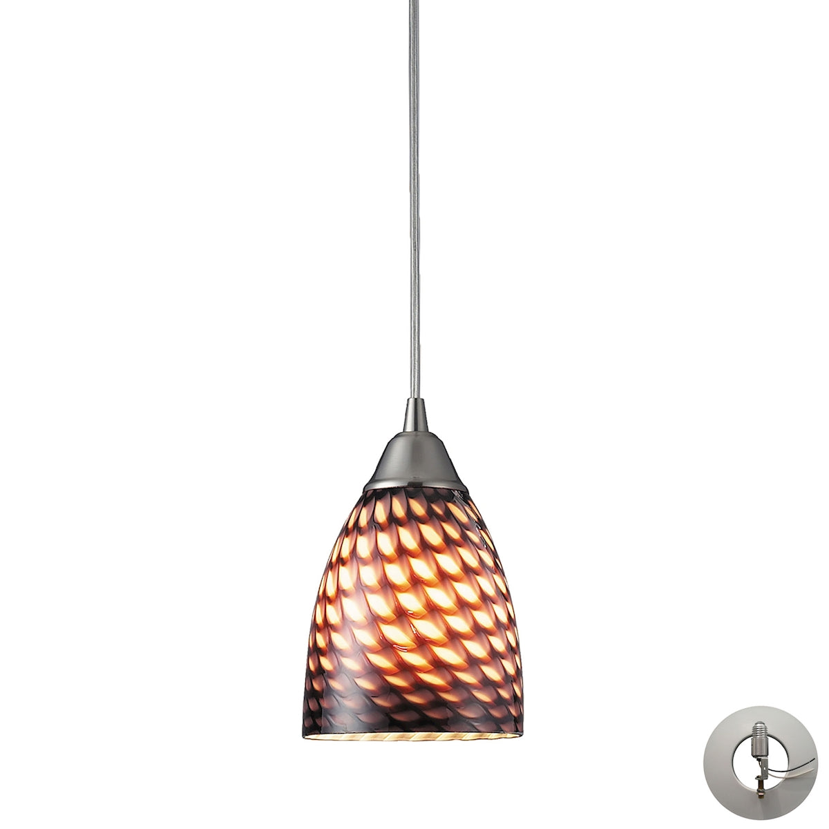 ELK Lighting 416-1C-LA - Arco Baleno 5" Wide 1-Light Mini Pendant in Satin Nickel with Coco Glass -