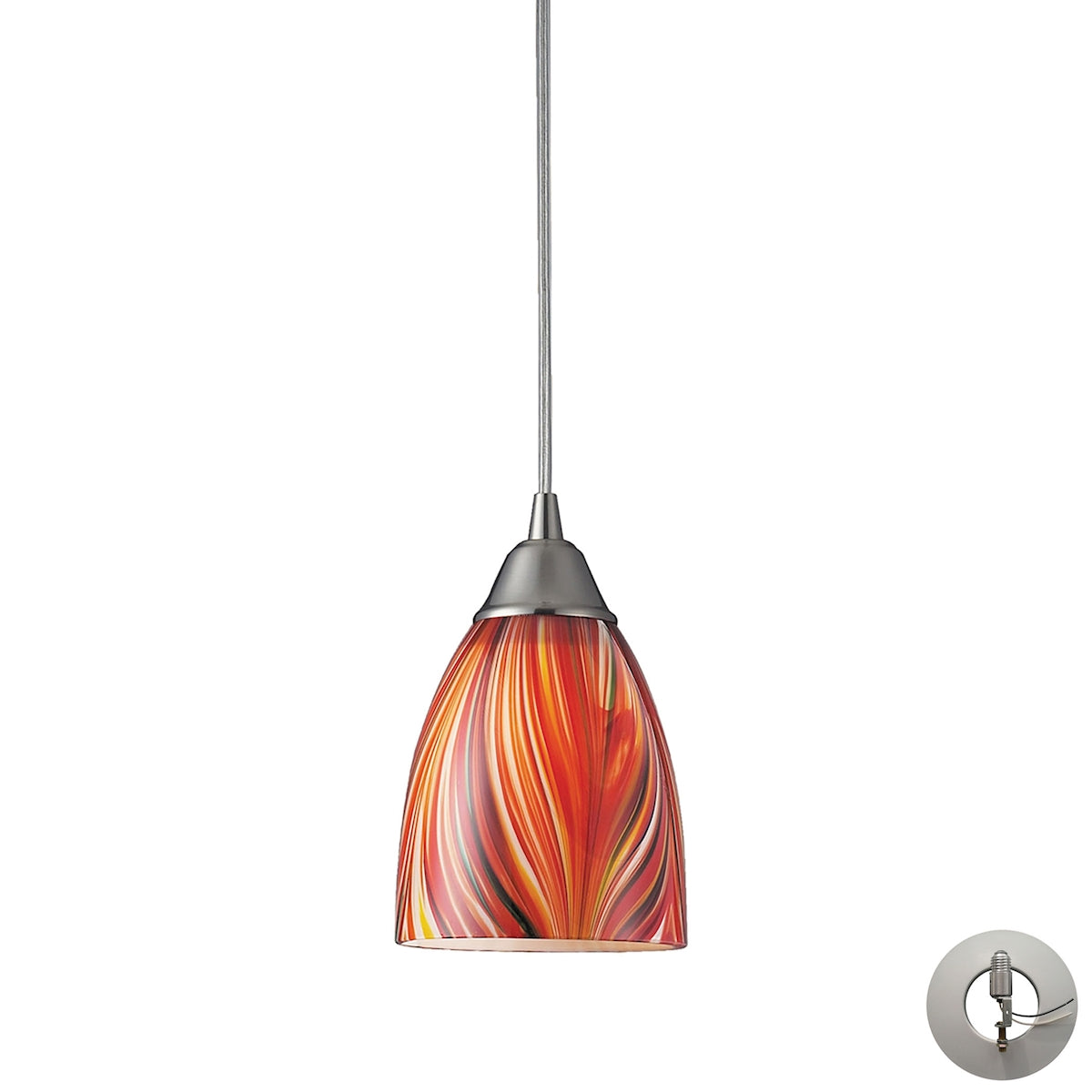 ELK Lighting 416-1M-LA - Arco Baleno 5" Wide 1-Light Mini Pendant in Satin Nickel with Multi-colored