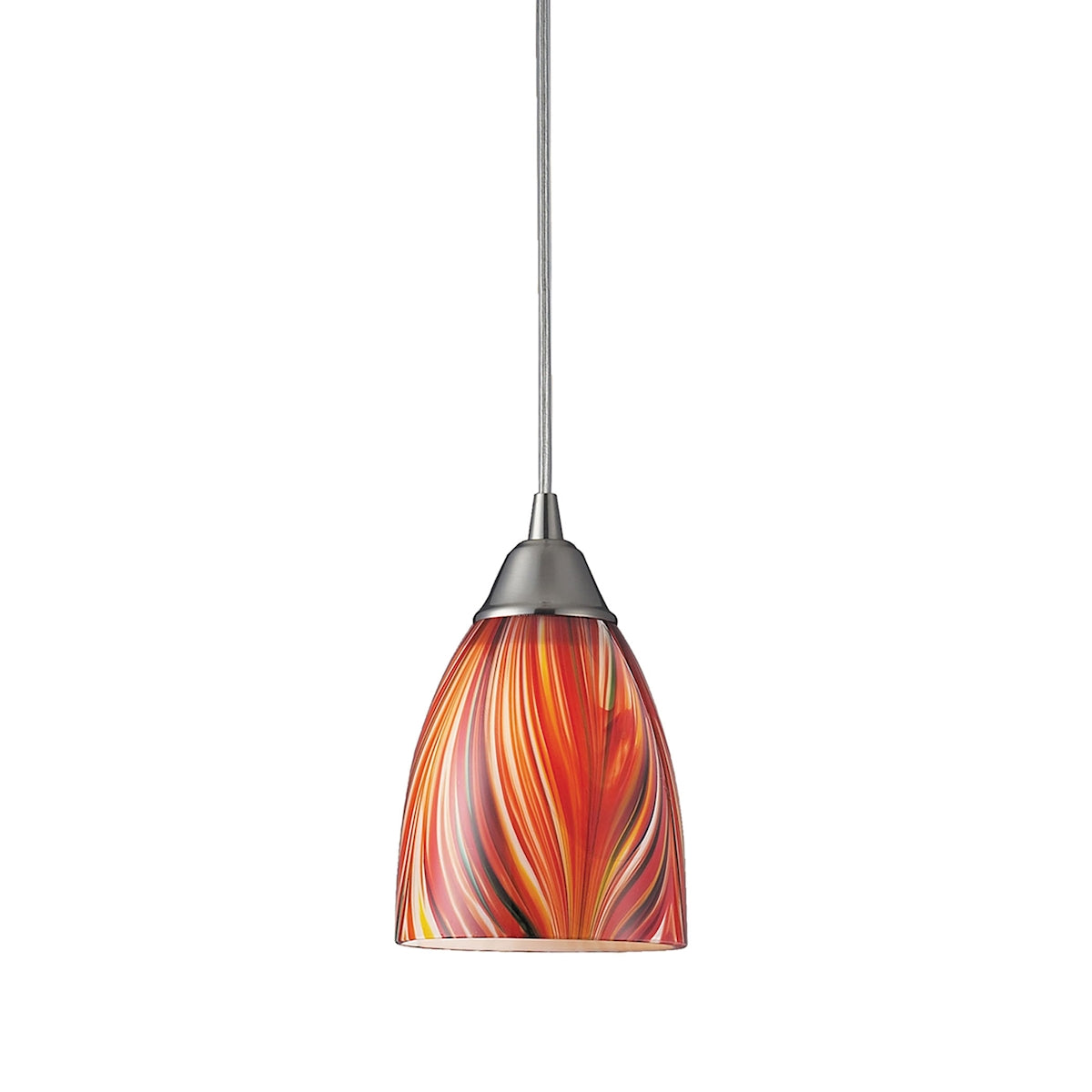 ELK Lighting 416-1M - Arco Baleno 5" Wide 1-Light Mini Pendant in Satin Nickel with Multi-colored Gl