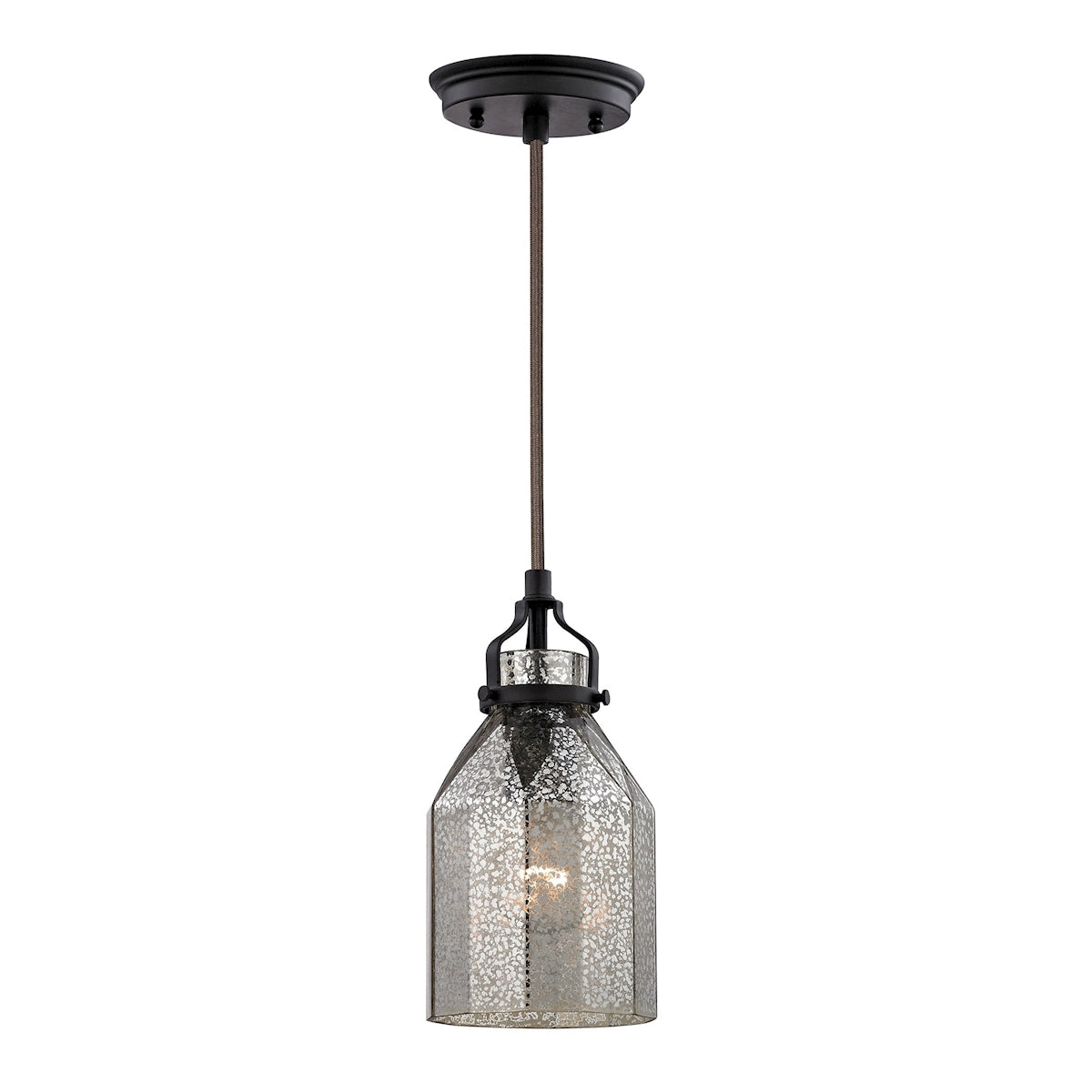 ELK Lighting 46009/1 - Danica 5" Wide 1-Light Mini Pendant in Oil Rubbed Bronze with Mercury Glass