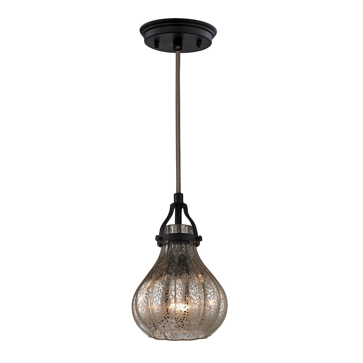 ELK Lighting 46024/1 - Danica 6" Wide 1-Light Mini Pendant in Oil Rubbed Bronze with Mercury Glass