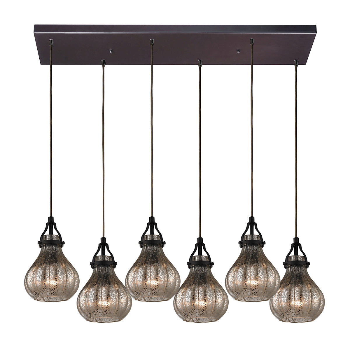 ELK Lighting 46024/6RC - Danica 9" Wide 6-Light Rectangular Pendant Fixture in Oil Rubbed Bronze wit