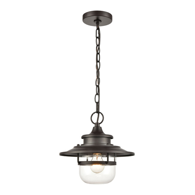 ELK Lighting 46072/1 - Renninger 11" Wide 1-Light Outdoor Pendant in Oil Rubbed Bronze with Clear Gl