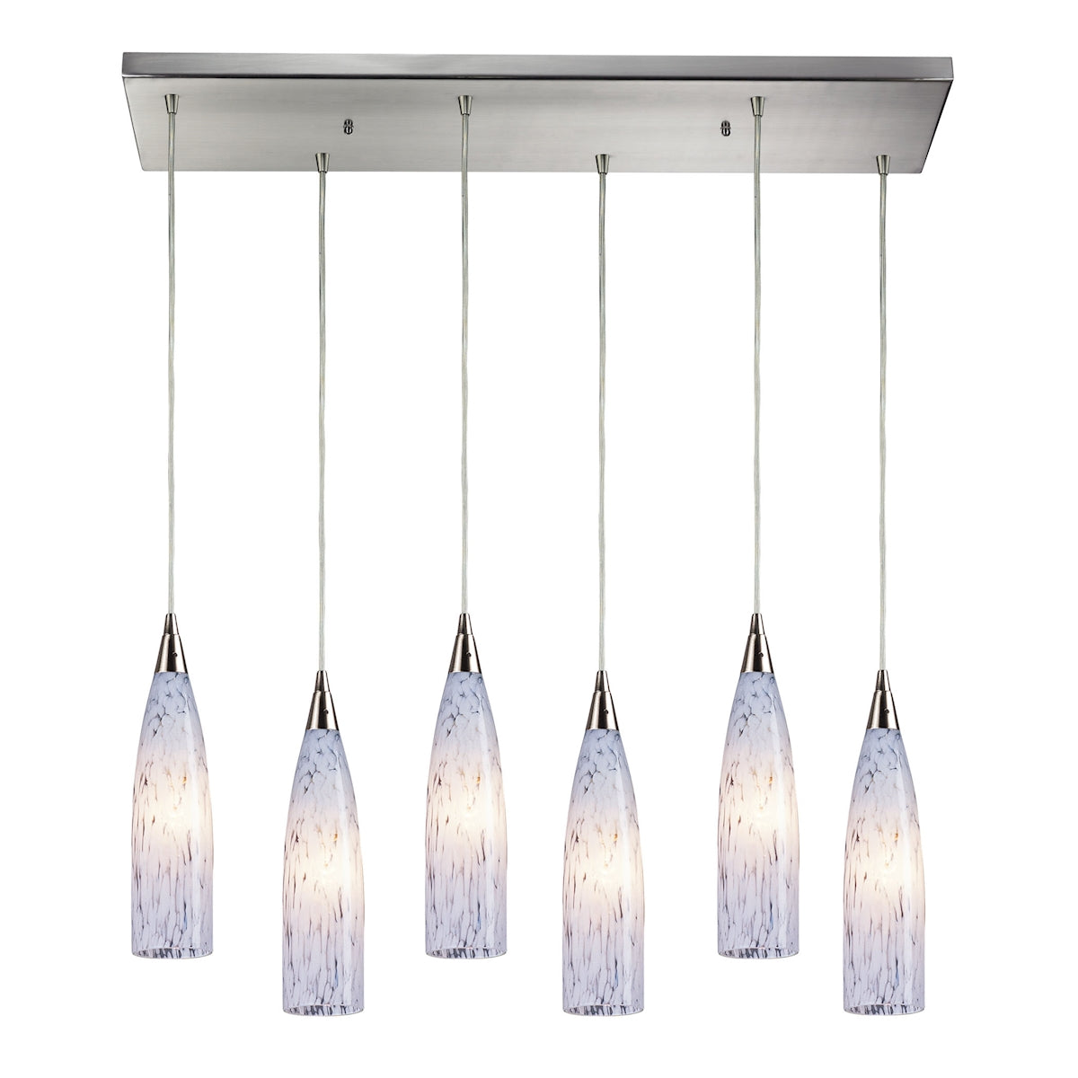 ELK Lighting 501-6RC-SW - Lungo 9" Wide 6-Light Rectangular Pendant Fixture in Satin Nickel with Sno