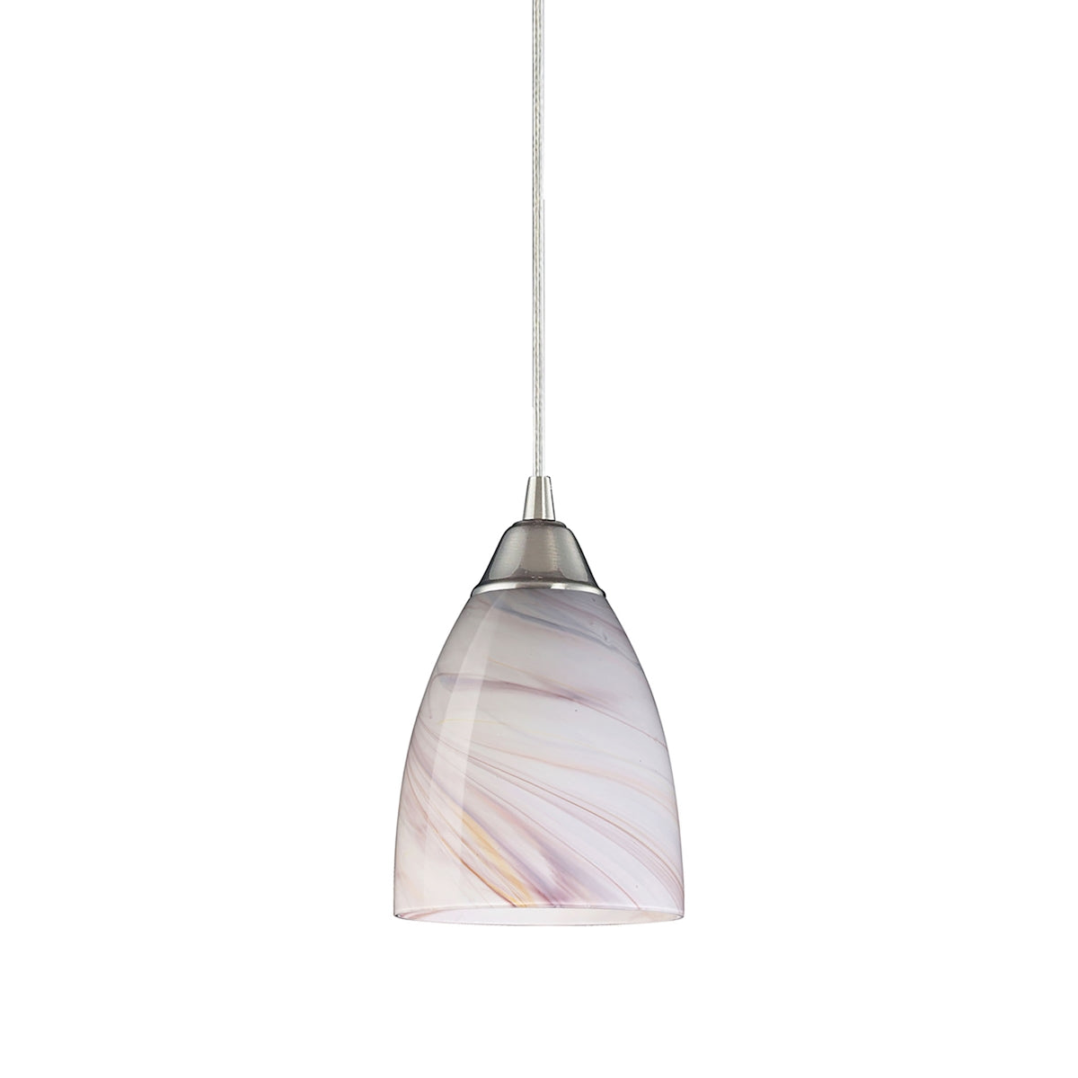 ELK Lighting 527-1CR - Pierra 5" Wide 1-Light Mini Pendant in Satin Nickel with Creme Swirl Glass