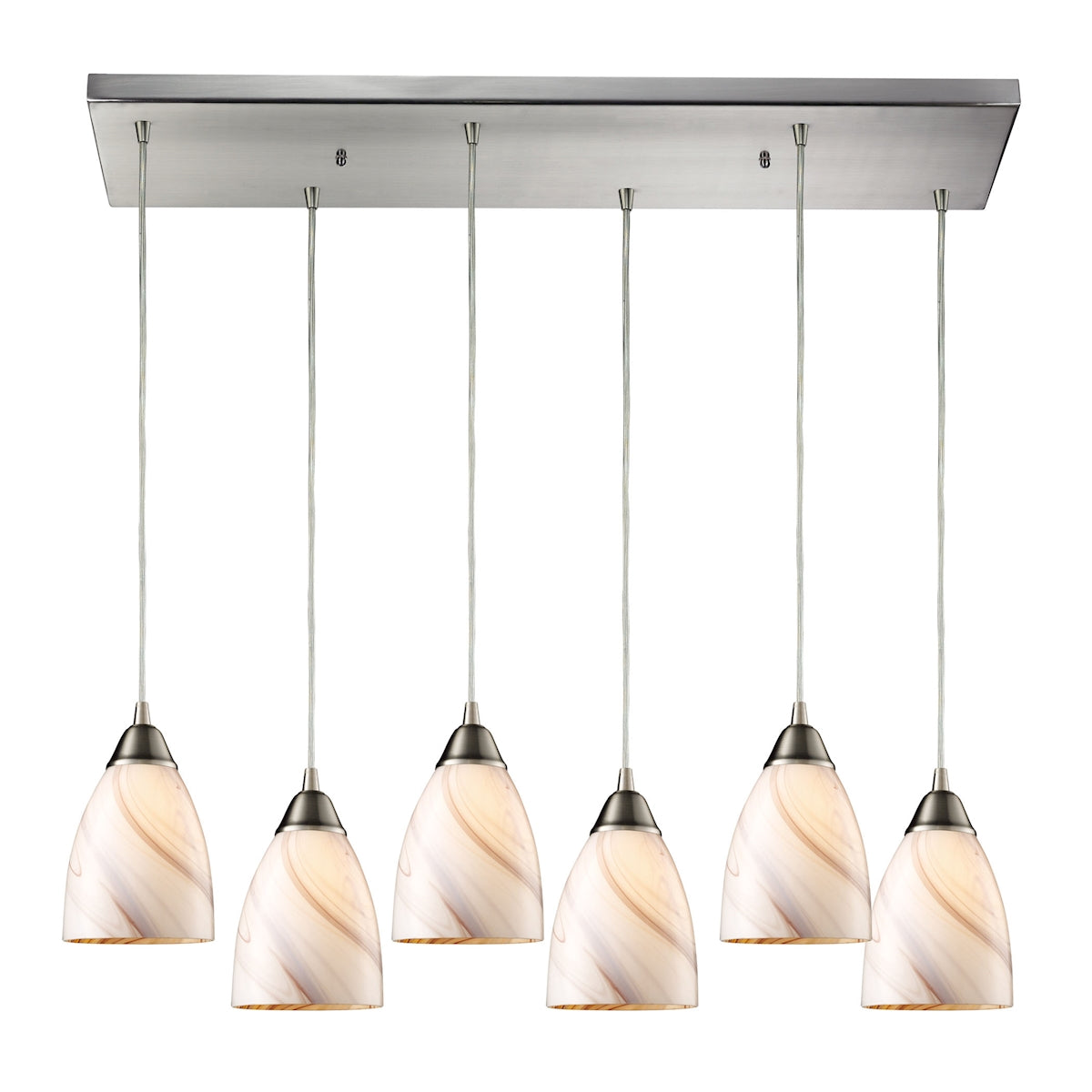 ELK Lighting 527-6RC-CR - Pierra 9" Wide 6-Light Rectangular Pendant Fixture in Satin Nickel with Cr