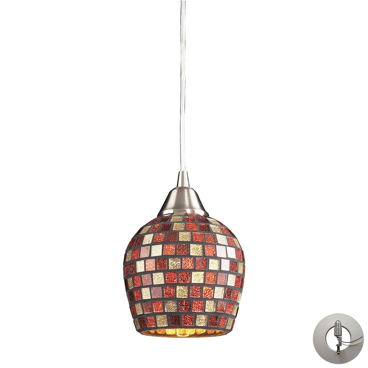 ELK Lighting 528-1MLT-LA - Fusion 5" Wide 1-Light Mini Pendant in Satin Nickel with Multi-colored Mo