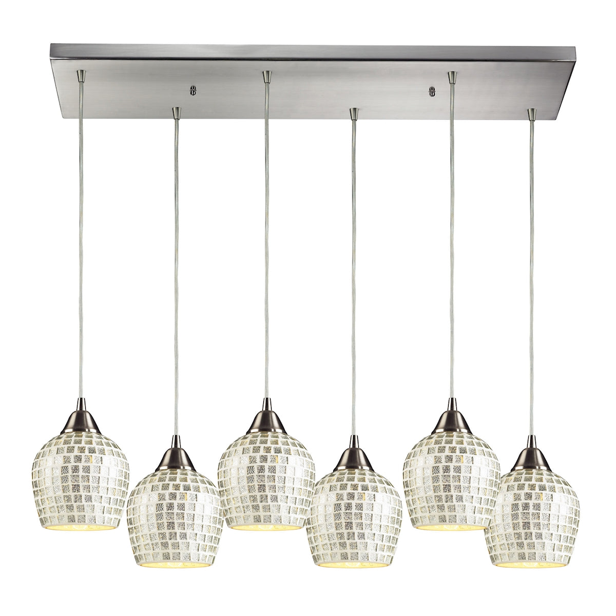 ELK Lighting 528-6RC-SLV - Fusion 9" Wide 6-Light Rectangular Pendant Fixture in Satin Nickel with S