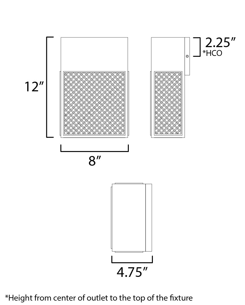 54802BK - Lattice 12" Outdoor Wall Sconce - Black