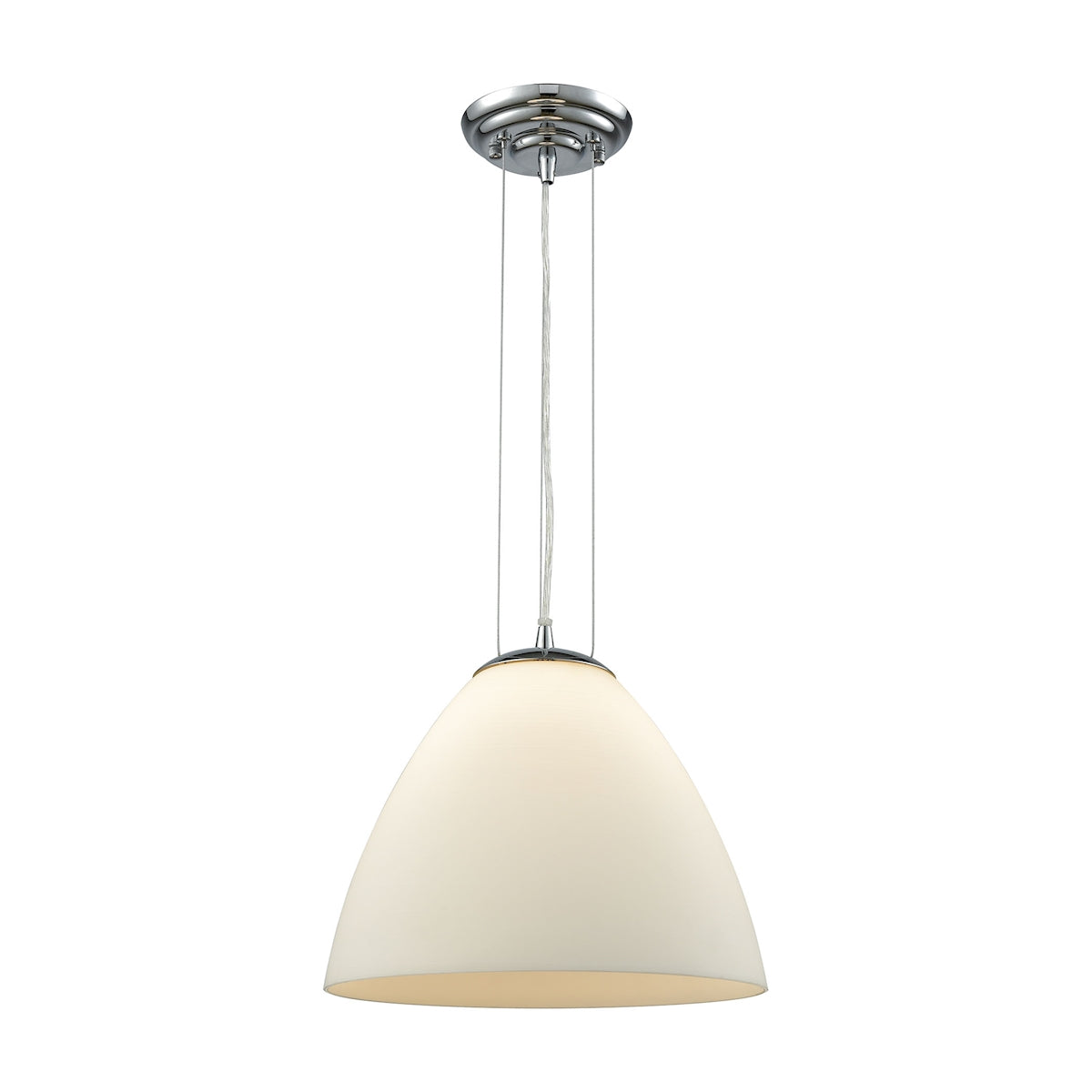 ELK Lighting 56521/1 - Merida 12" Wide 1-Light Mini Pendant in Chrome with Opal White Linen Glass