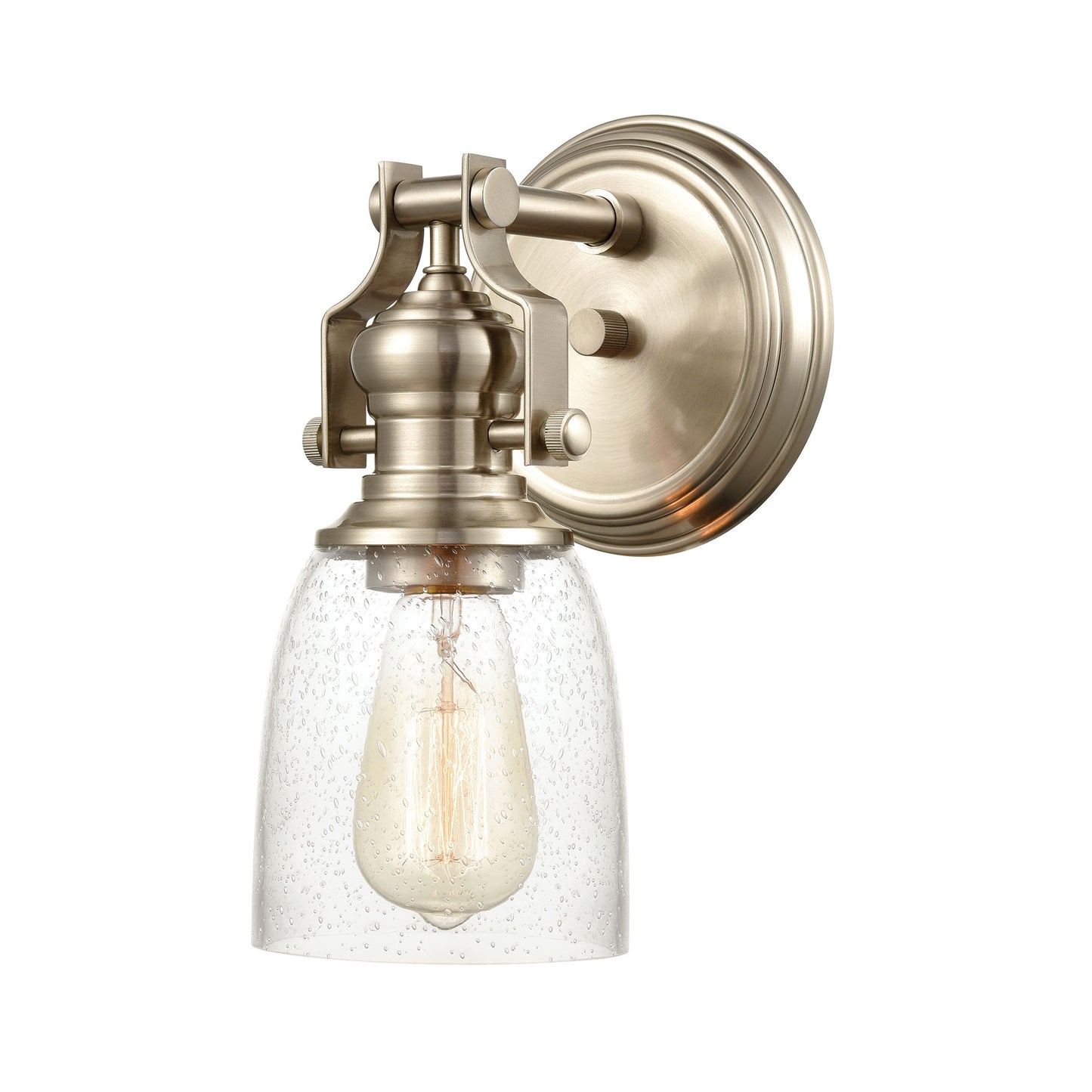 ELK Lighting 66624-1 - Chadwick 6" Wide 1-Light Vanity Light in Satin Nickel with Seedy Glass